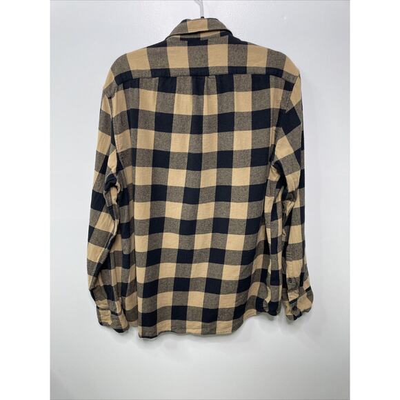 J. Crew Plaid Black Tan Flannel Button Up Shirt Pocket XL Lumber Rugged Camp - Picture 6 of 9